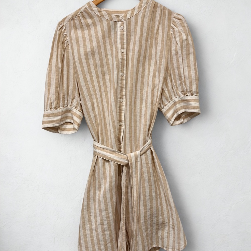GAP Tan and White Striped Dress